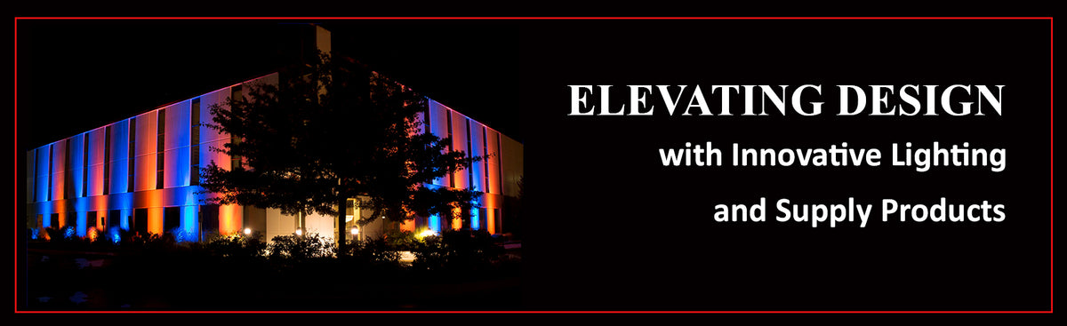 Building Exterior lit with Innovative Lighting. Installation using Changing Colored Light